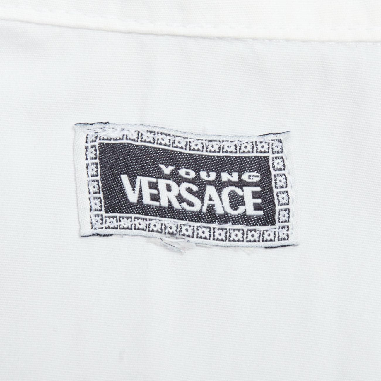 VERSACE YOUNG Vintage white silver medusa logo button jacket For Sale 4