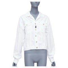 VERSACE YOUNG Vintage white silver medusa logo button jacket