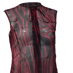 Versace Zebra-Print Pleated Sheered Midi Dress in Multicolor Polyester