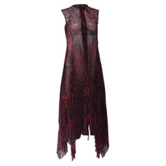 Versace Zebra-Print Pleated Sheered Midi Dress in Multicolor Polyester