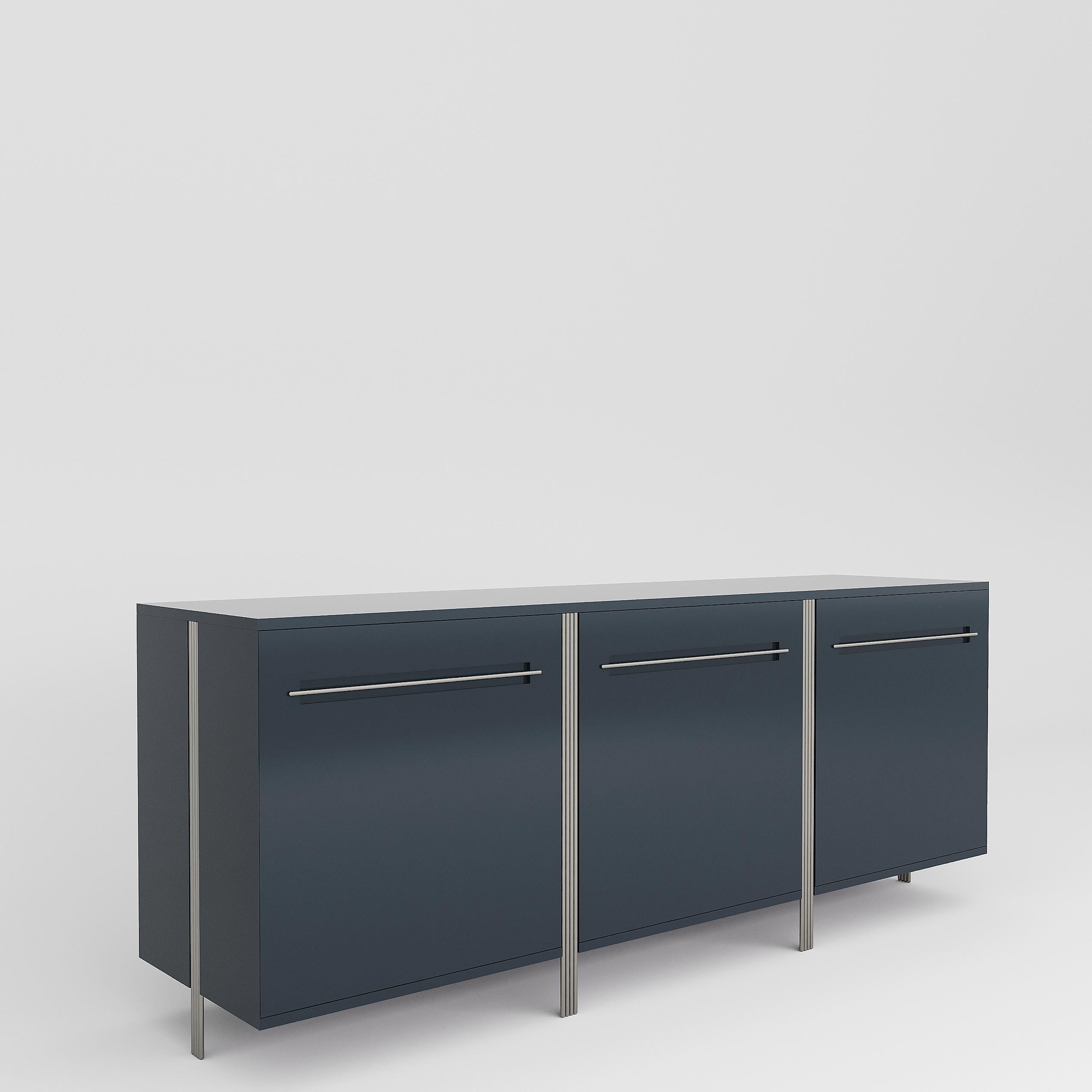 Modern VERSAGA sideboard in custom colors with Antique Brass handles and feet For Sale