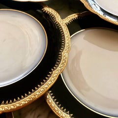 Versailles late 19th Porcelain 30 Plate Double Gilding Collection "Palais..."