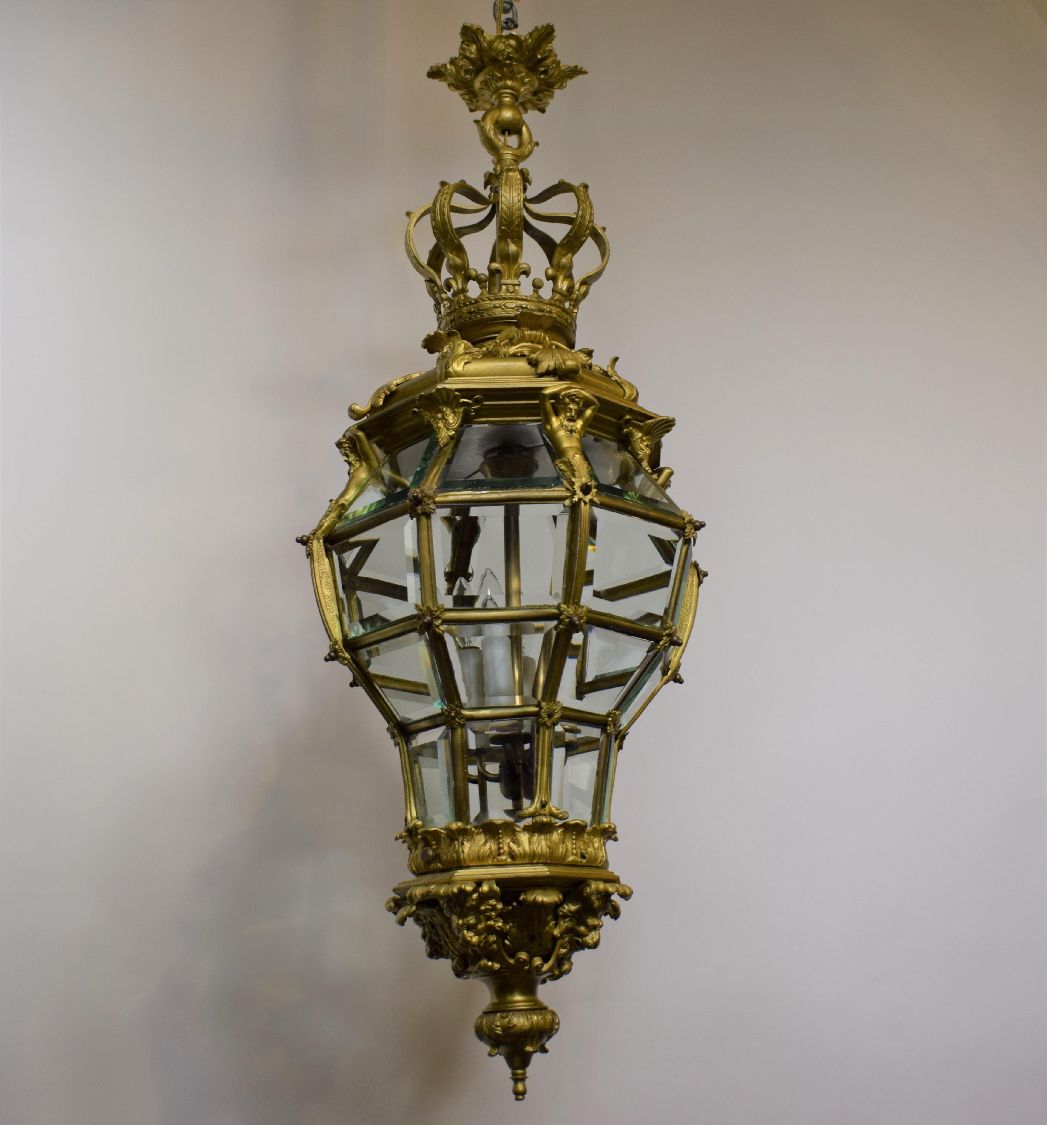 Vergoldete Bronze-Laterne im Stil von „Versailles“ im Angebot 7