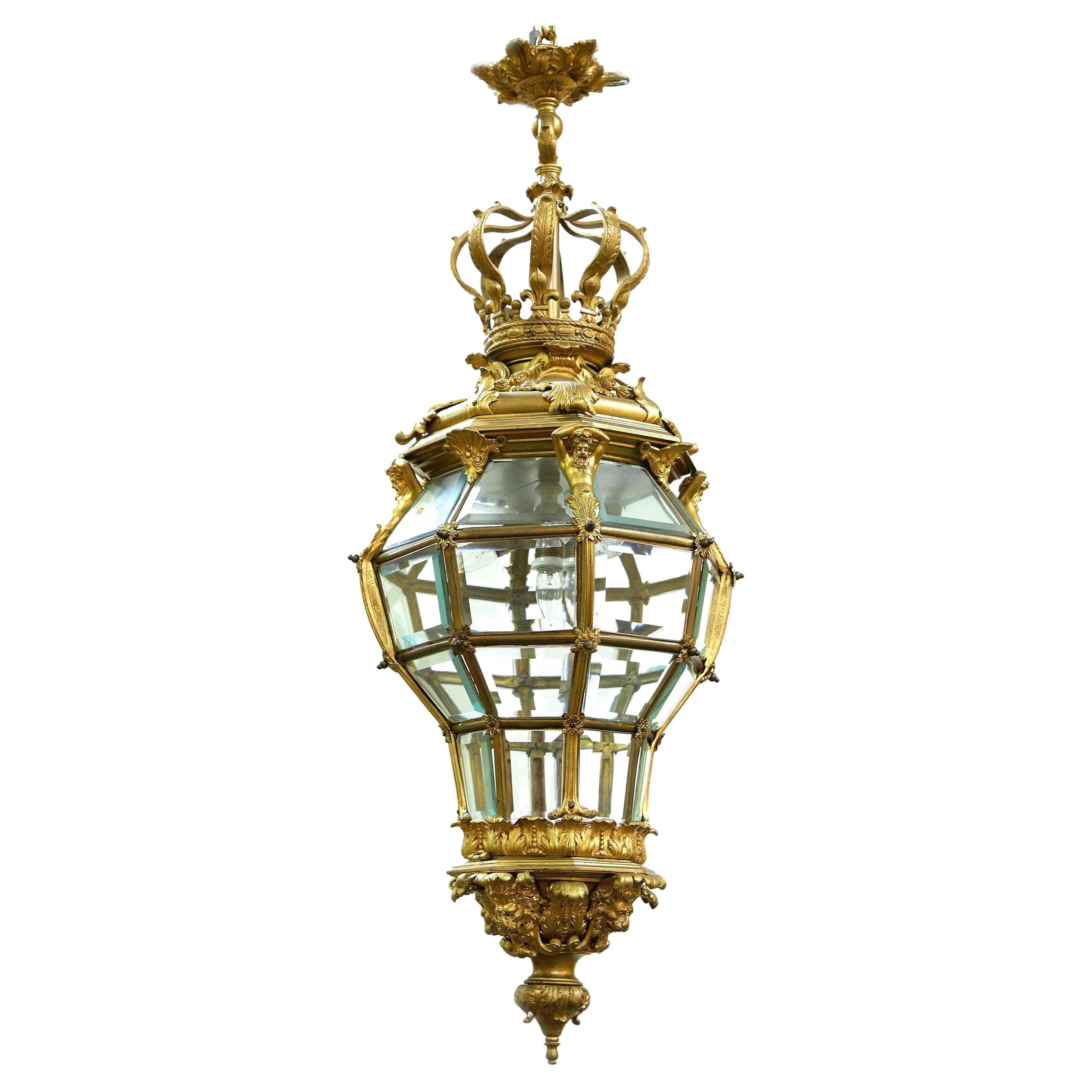 Lanterna in stile "Versailles" in bronzo dorato
