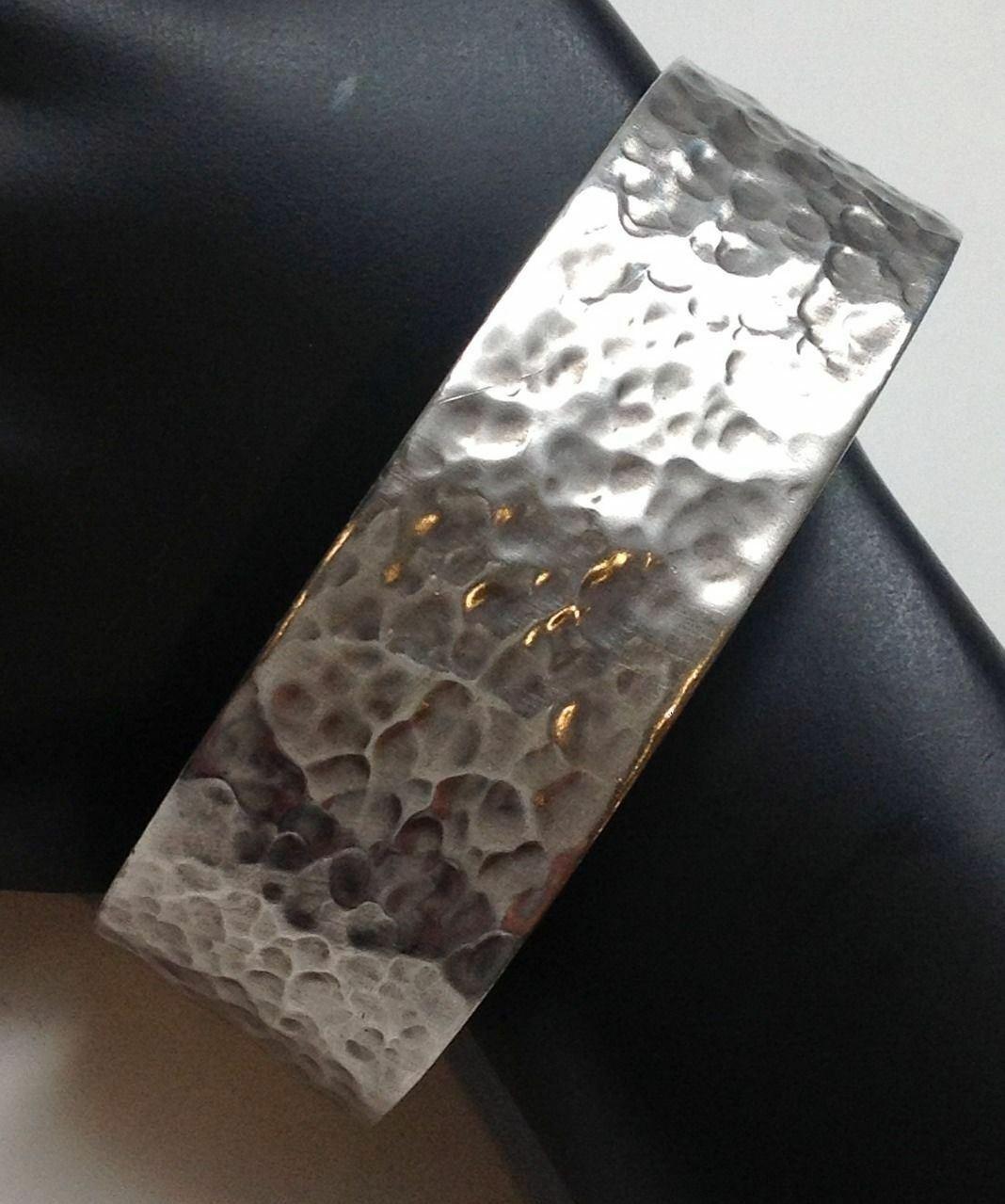 Versani Hammered Texture Sterling Silver Cuff Bracelet 2
