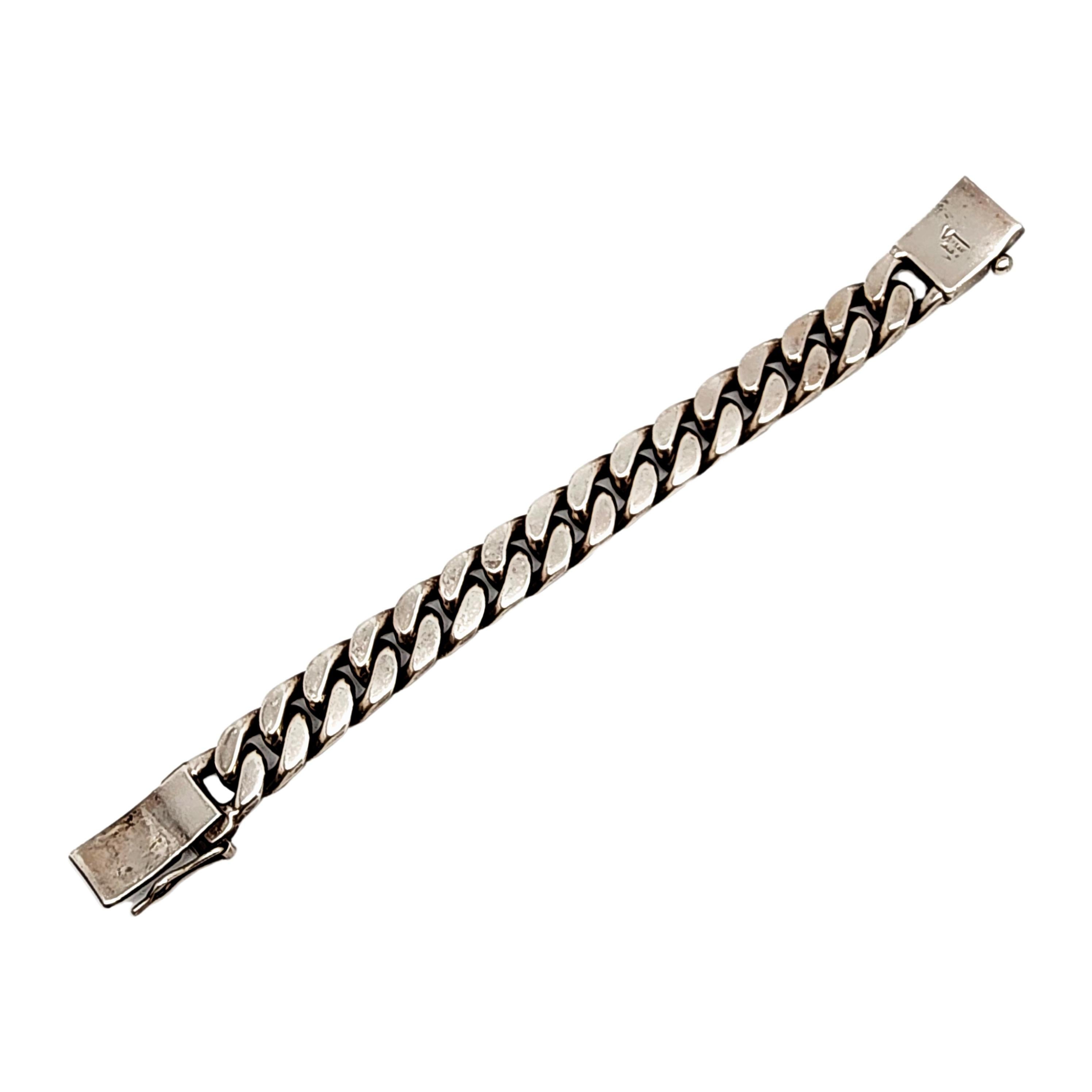 Versani Sterling Silver Heavy Cuban Link Crown Bracelet In Good Condition In Washington Depot, CT
