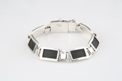 Versani Sterling Silver & Sting Ray Leather Link Bracelet with Safety Clasp