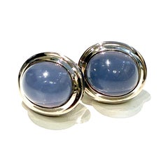 Vielseitige Ohrringe aus Chalcedon, Diamanten, Saphiren und Perlen in Weißgold (12,25 Karat)