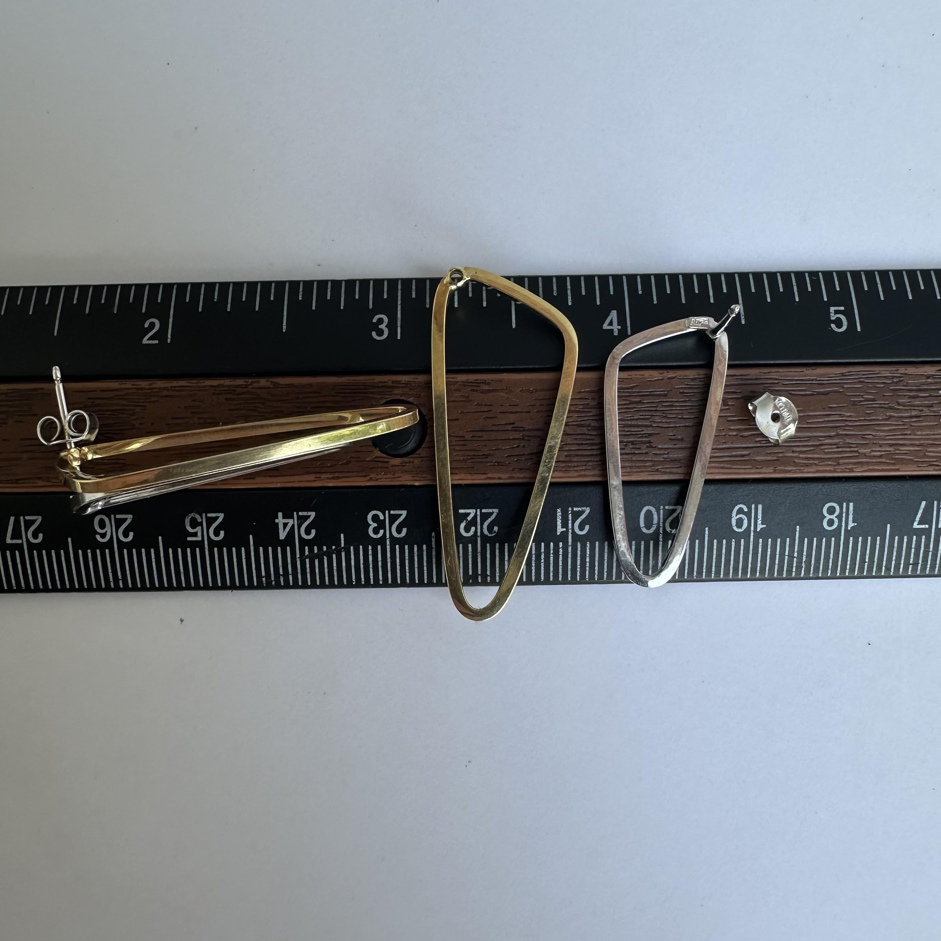Vielseitige 14kt zwei Ton Italienisch gemacht Ohrringe - abnehmbare Gelbgold Pieces 1