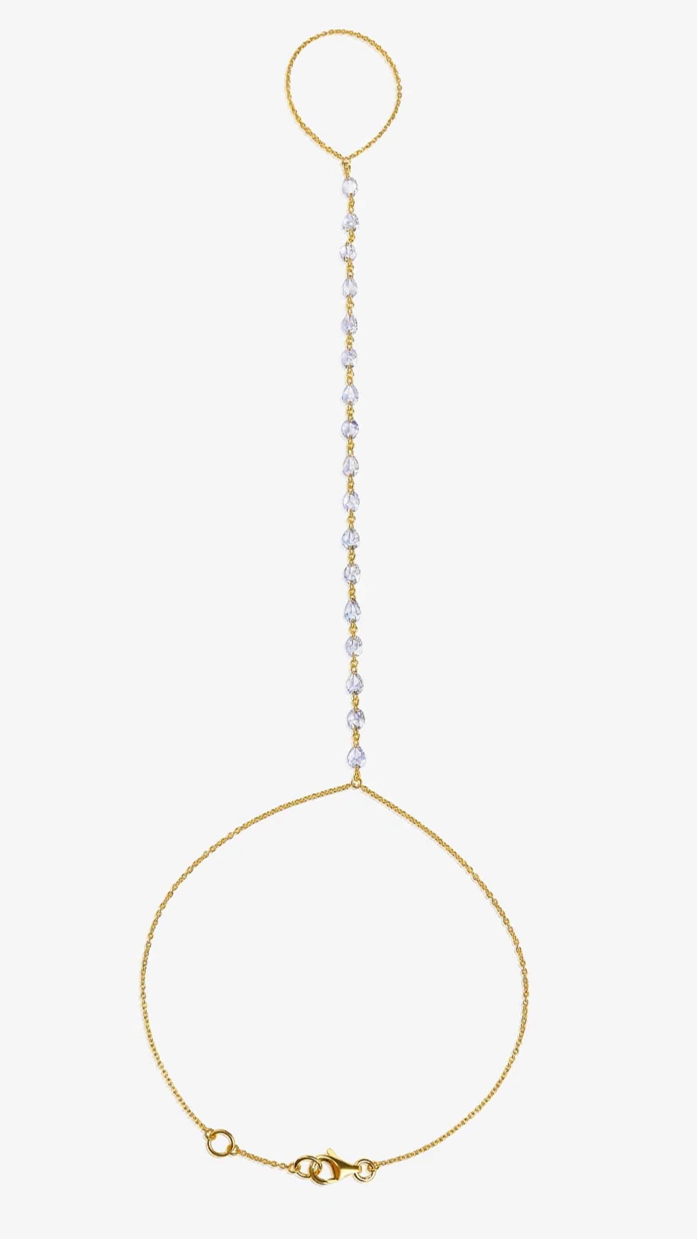 Women's Pear Shape 17 Diamonds 14K Gold Chain Bracelet For Sale