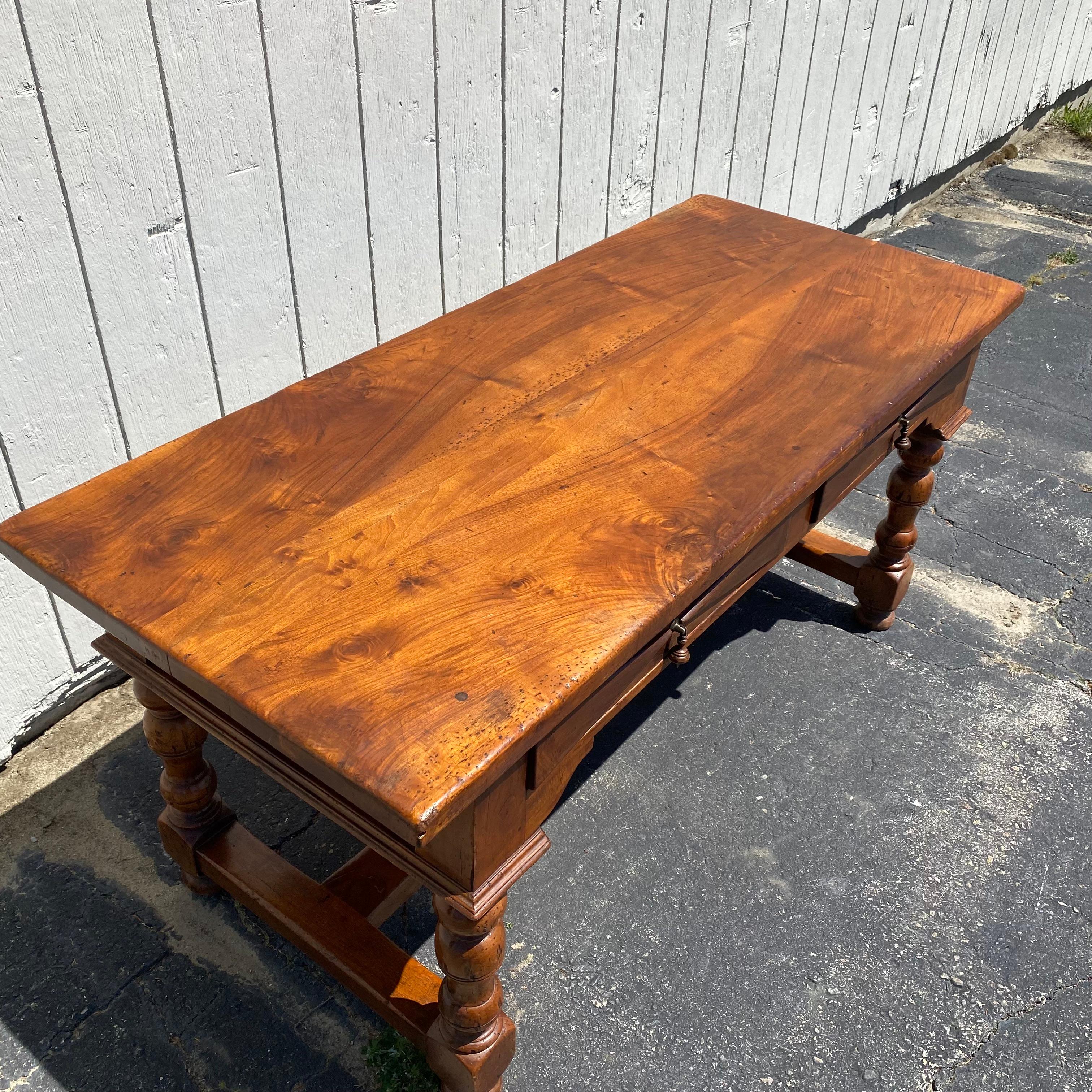 Versatile 19th Century French Hand Carved Walnut Two-Sided Desk or Table 8