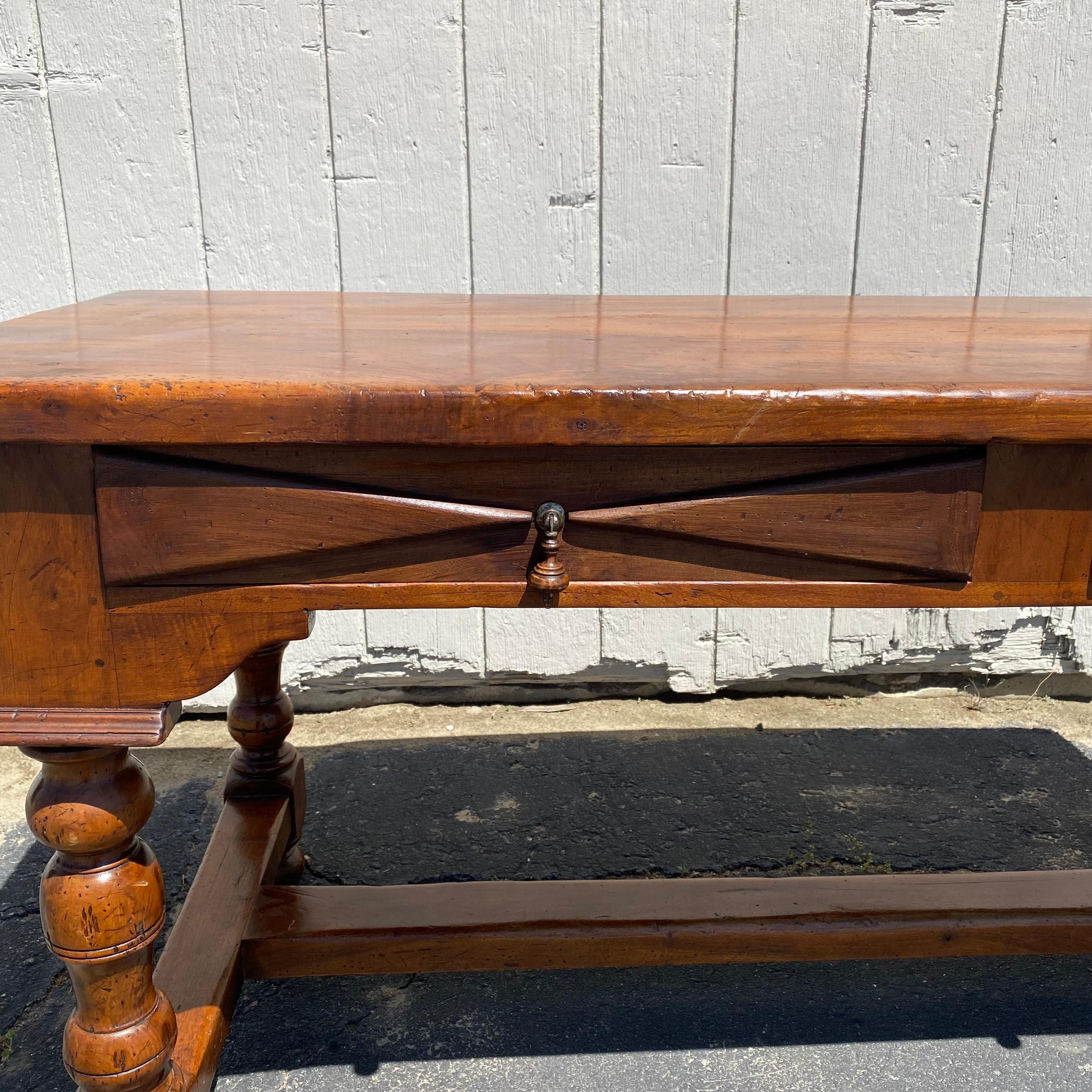 Versatile 19th Century French Hand Carved Walnut Two-Sided Desk or Table In Good Condition In Hopewell, NJ