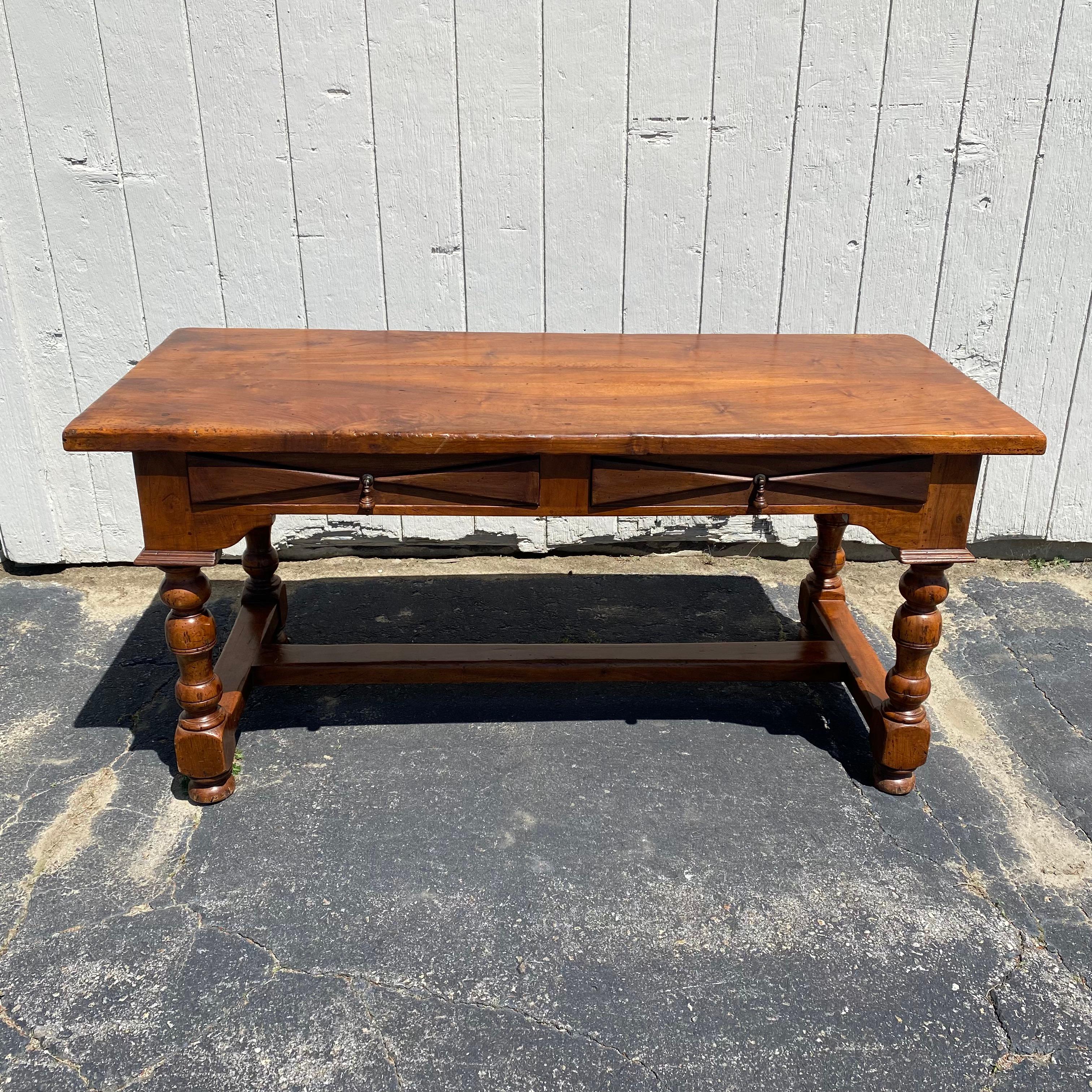 Versatile 19th Century French Hand Carved Walnut Two-Sided Desk or Table 1