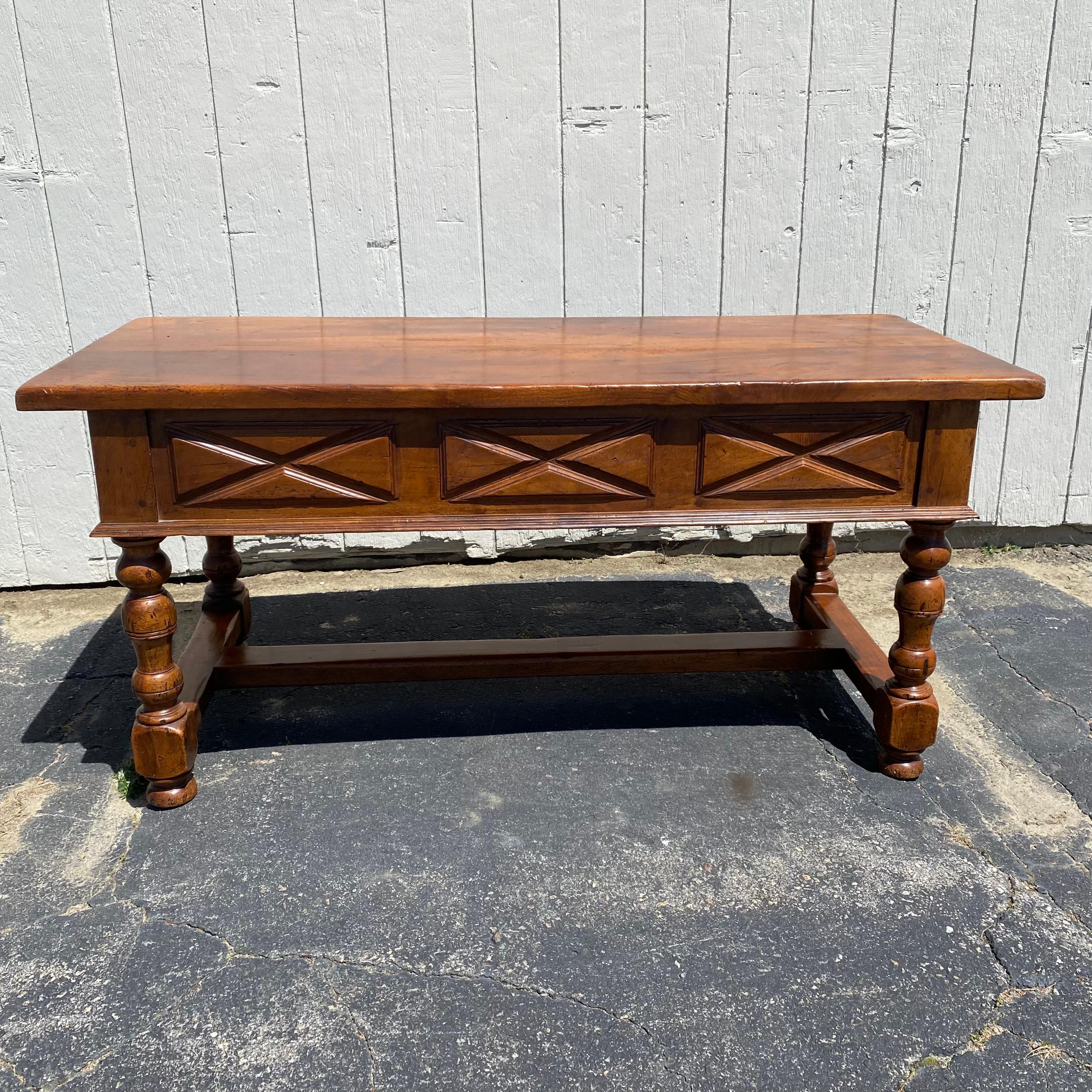 Versatile 19th Century French Hand Carved Walnut Two-Sided Desk or Table 4