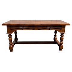Versatile 19th Century French Hand Carved Walnut Two-Sided Desk or Table