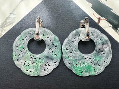 Versatile 2-in-1 Bicolor Jade Earrings, Detachable 9K Gold Hoops with Gemstones