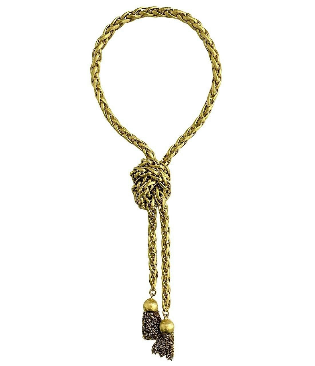 Vielseitig 40 Zoll lang 18k Satin Finish Gelbgold Lariat Halskette w / Quasten (Moderne) im Angebot