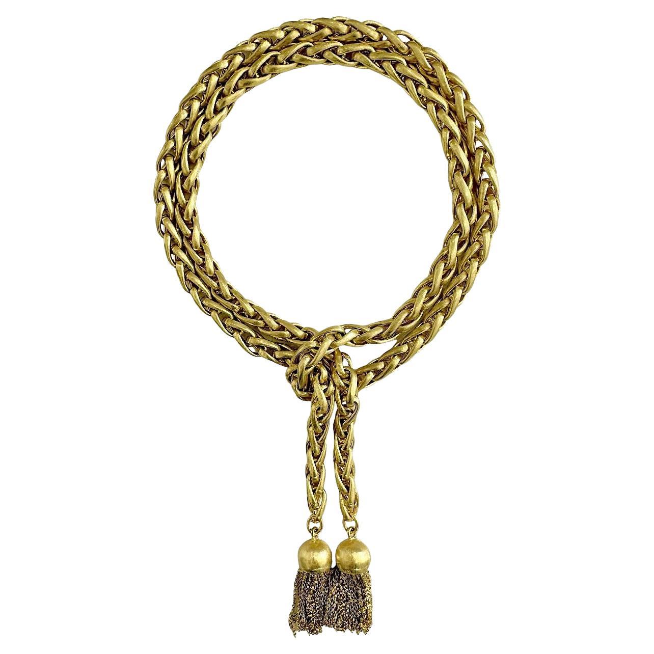 This wonderful vintage wheat chain link Lariat necklace is the personification of 