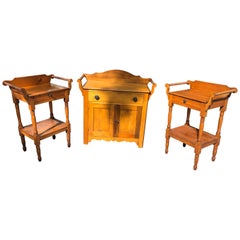 Versatile American Pie 3 Piece Pine Set of Night Stands and Matching Cupboard