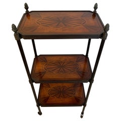 Versatile and Refined 3-Tier Mahogany Inlay Side Table Étagère