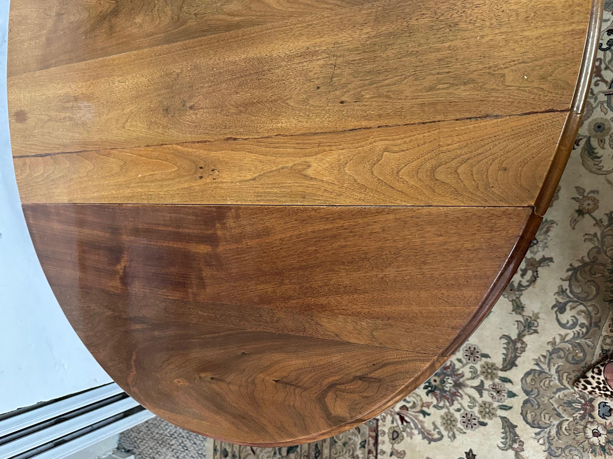 American Versatile Antique Walnut Oval Drop Leaf Dining Table 