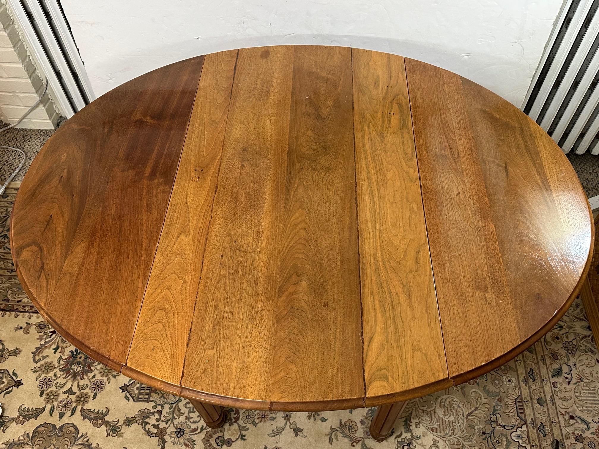Versatile Antique Walnut Oval Drop Leaf Dining Table  2