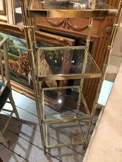 Versatile Brass Faux Bamboo Etagere with 5 Glass Shelves