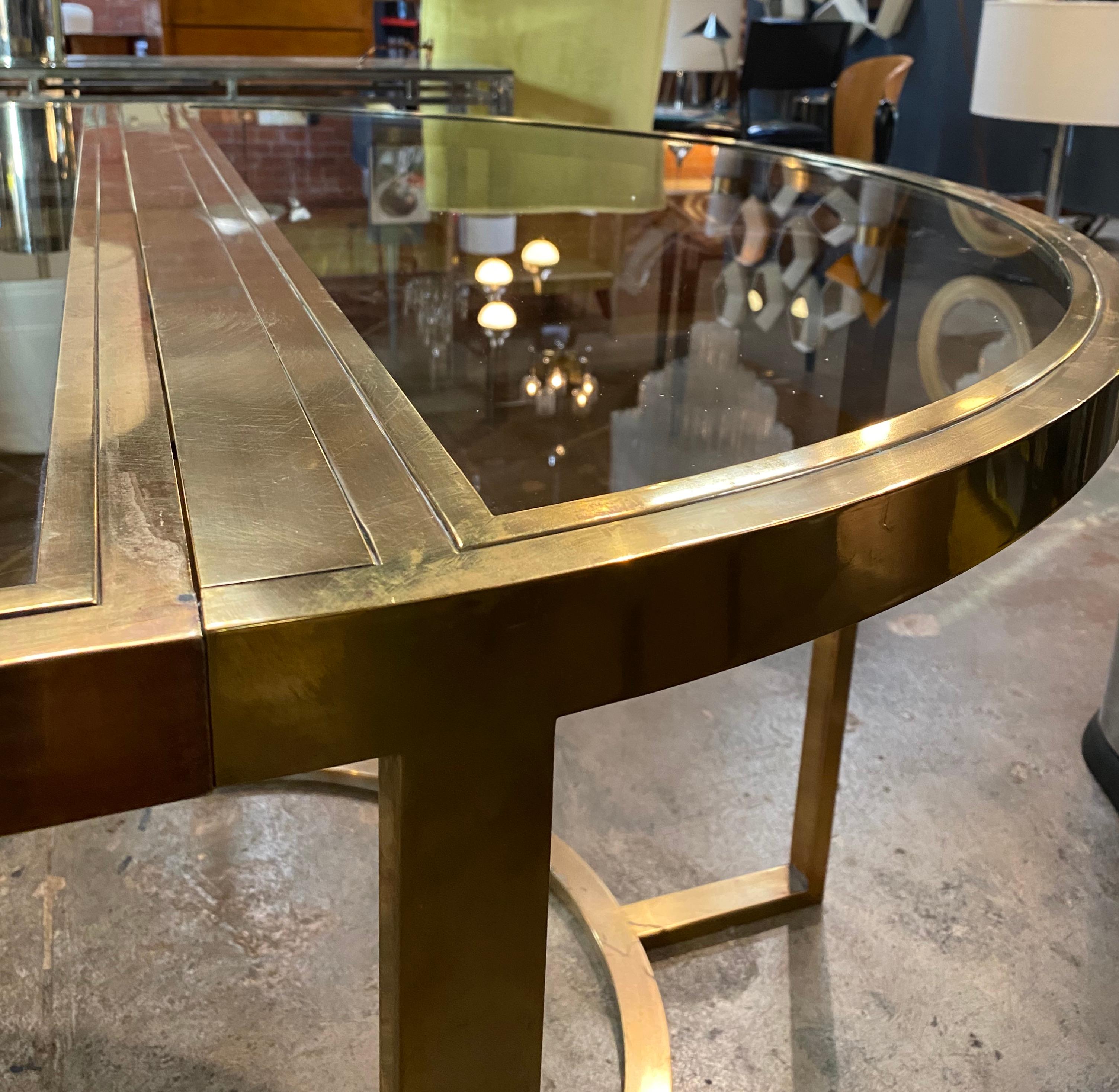 Late 20th Century Versatile Brass Oval or Round Dining Table by Romeo Rega, 1970