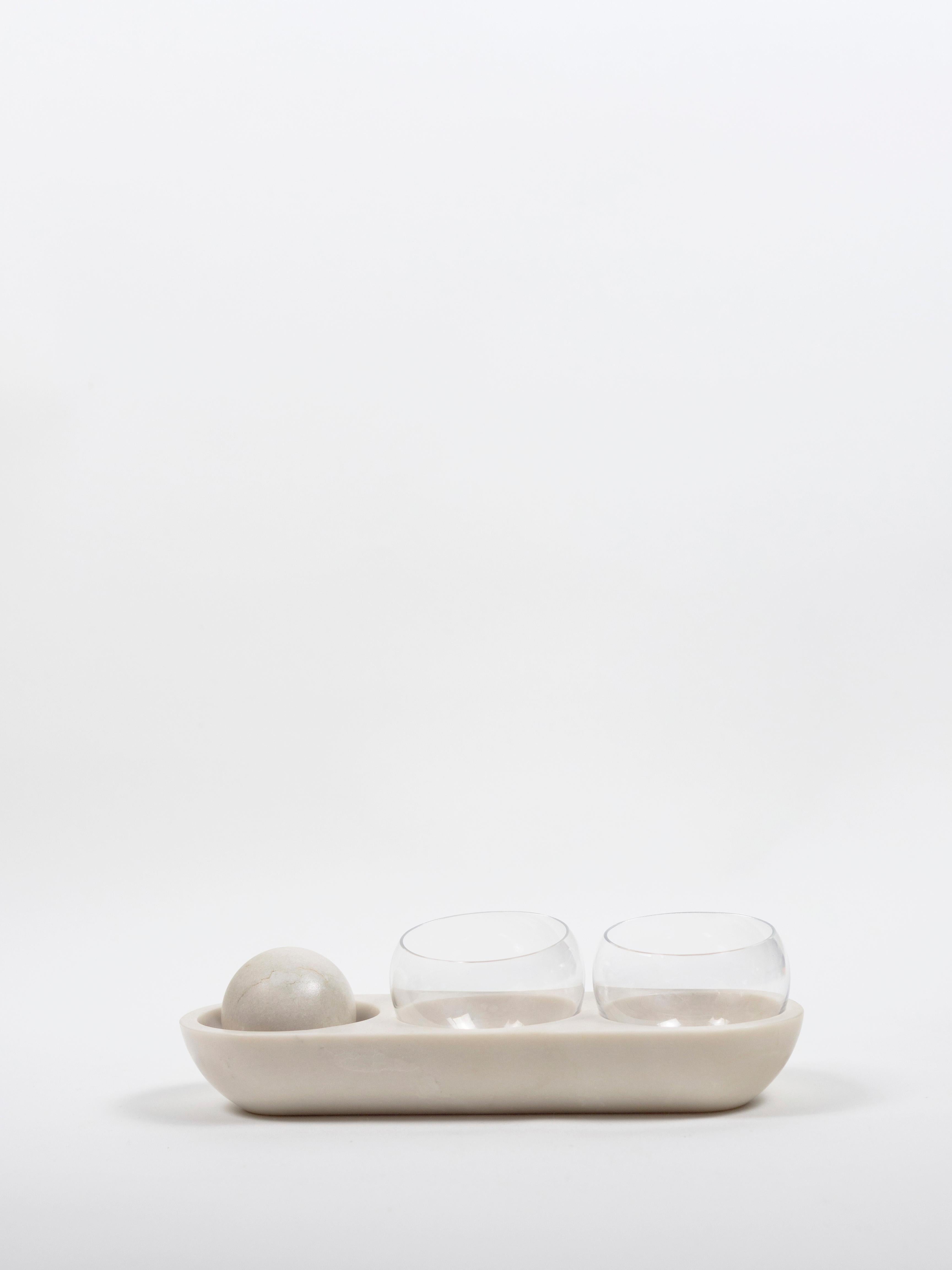 International Style Versatile, Contemporary Cocktail Set in Marble and Glass For Sale