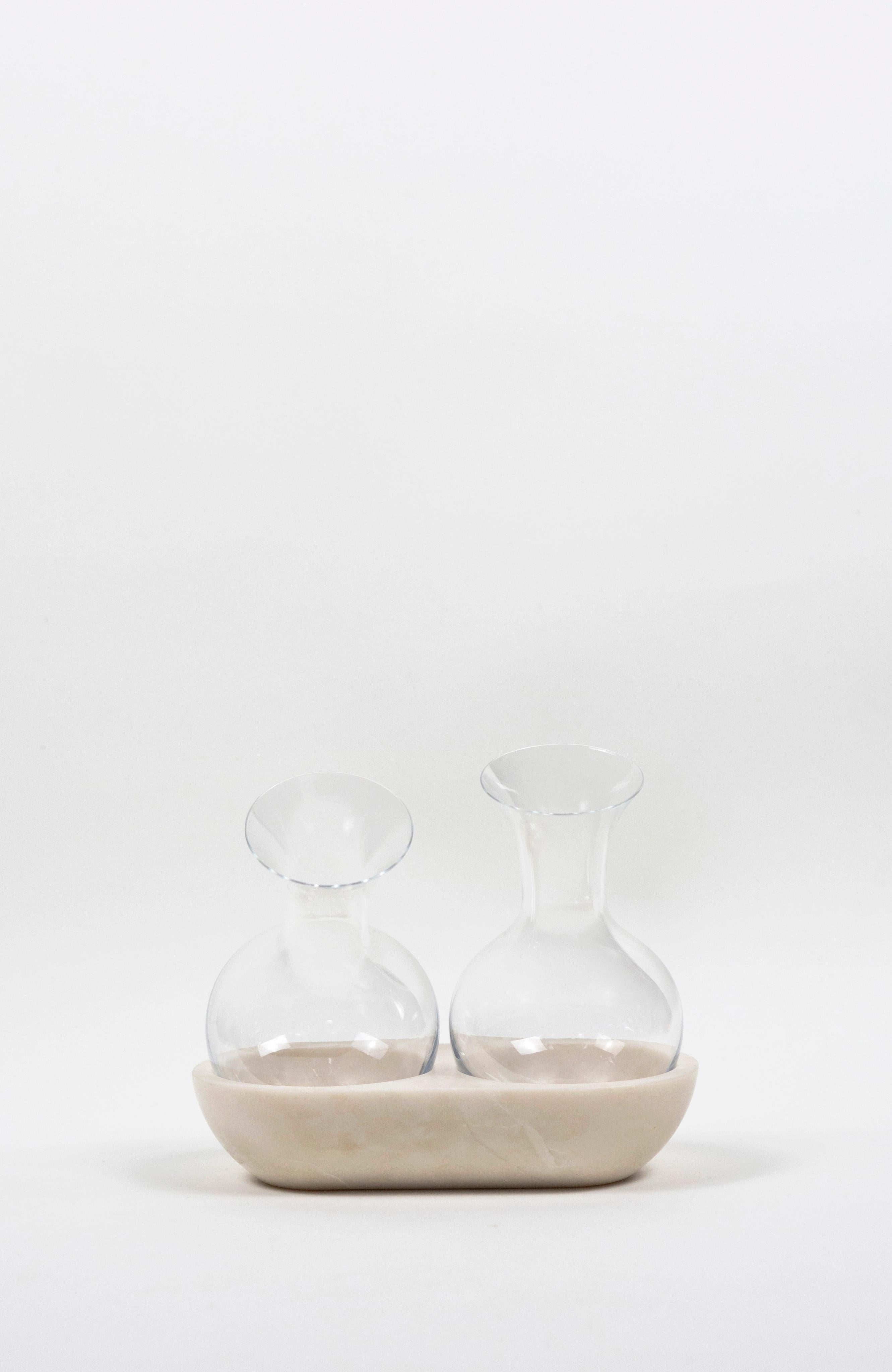 Versatile, Contemporary Cocktail Set in Marble and Glass In New Condition For Sale In Viareggio, IT