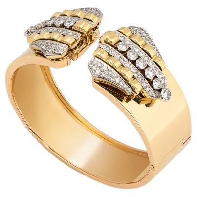 Versatile Diamond Gold Bracelet, Clips and Brooch1940s For Sale