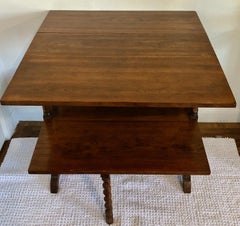 Versatile Double Level, Drop-Leaf Folding Table with Barley-Twist Legs