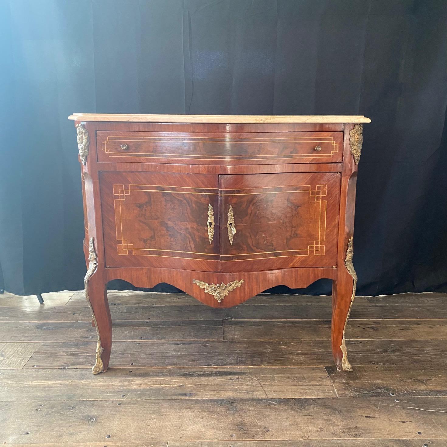 Versatile French Louis XV Carrara Marble Top Nightstand or Petite Chest In Good Condition For Sale In Hopewell, NJ