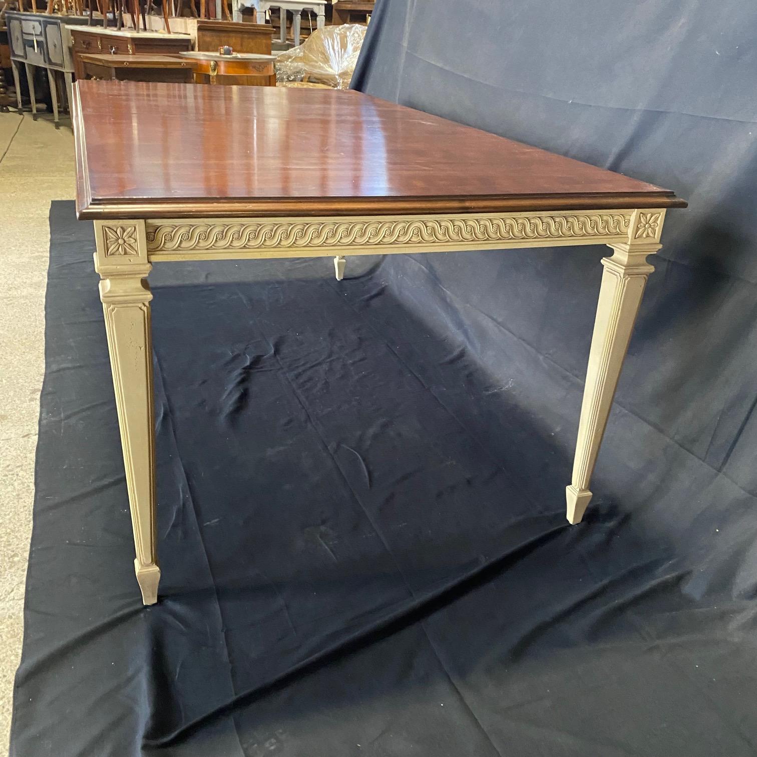 Mid-20th Century Versatile French Neoclassical Style Rectangular Dining Table with Two Leaves For Sale