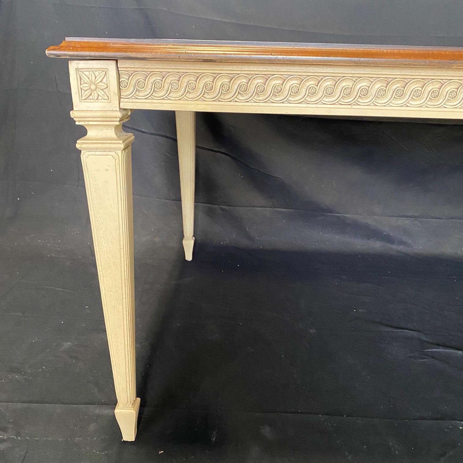 Versatile French Neoclassical Style Rectangular Dining Table with Two Leaves For Sale 2