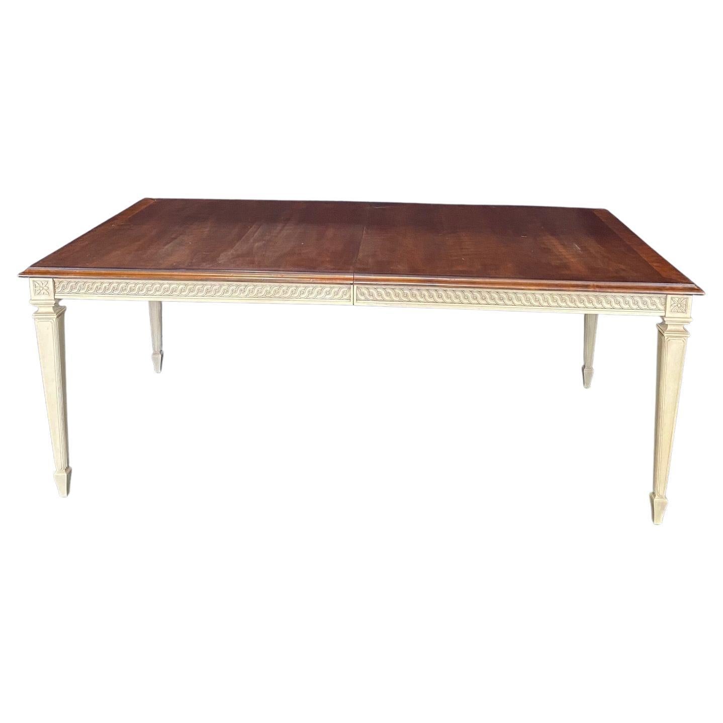 Versatile French Neoclassical Style Rectangular Dining Table with Two Leaves For Sale