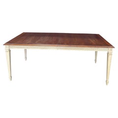 Versatile French Neoclassical Style Rectangular Dining Table with Two Leaves