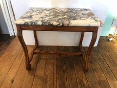 Versatile French Walnut and Marble Center Table Writing Desk