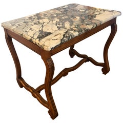 Versatile French Walnut and Marble Center Table Writing Desk