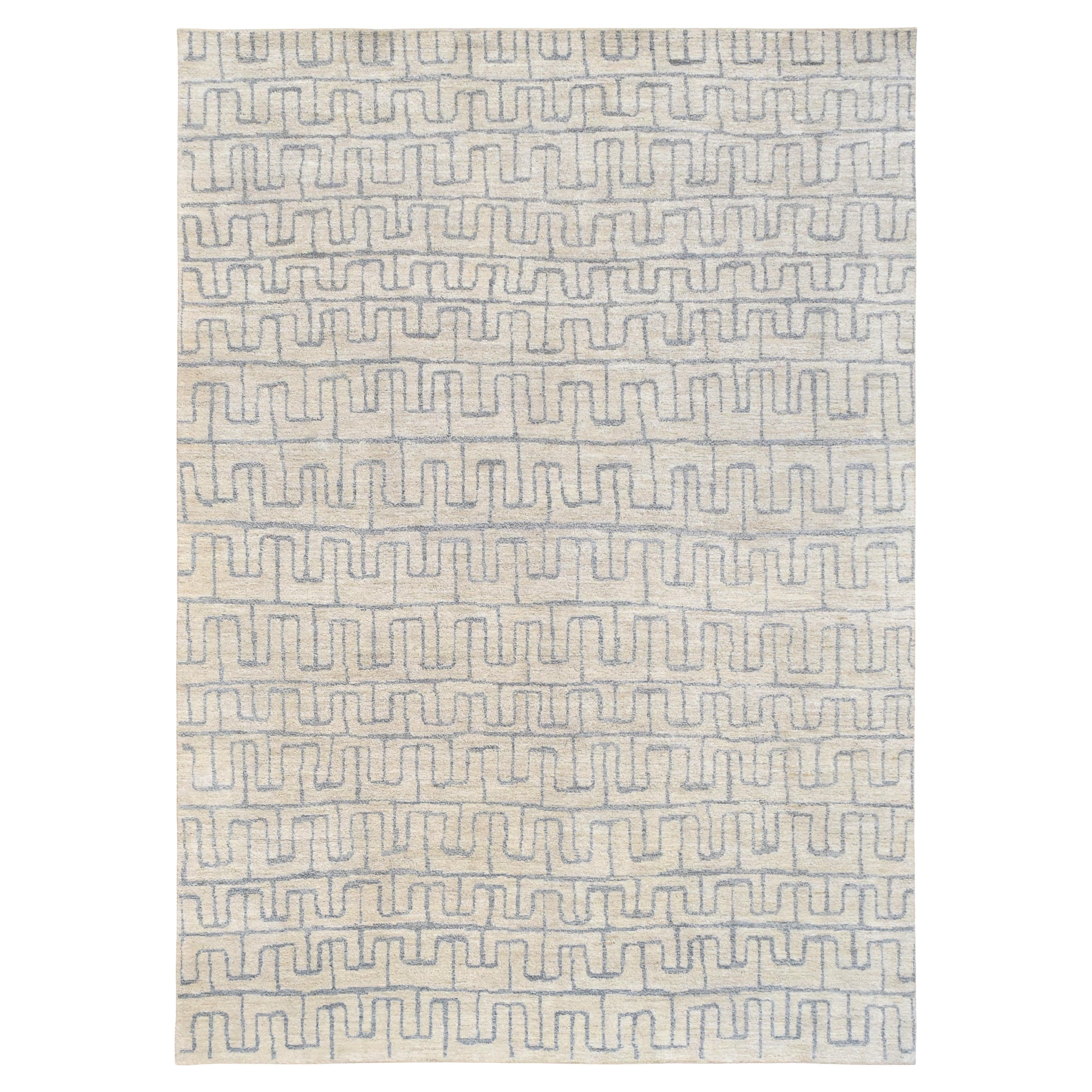 Tappeto versatile in lana a motivi geometrici 9'1''x12'9''