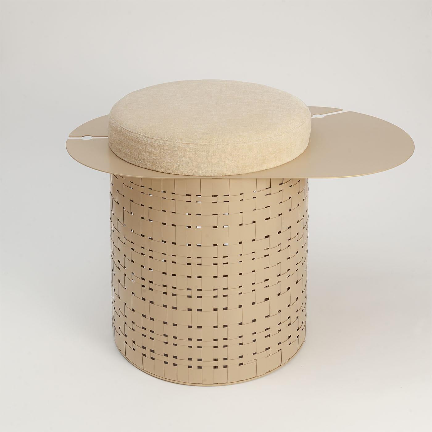 Italian Versatile Golden & Silvery Pouf by Splot Design For Sale