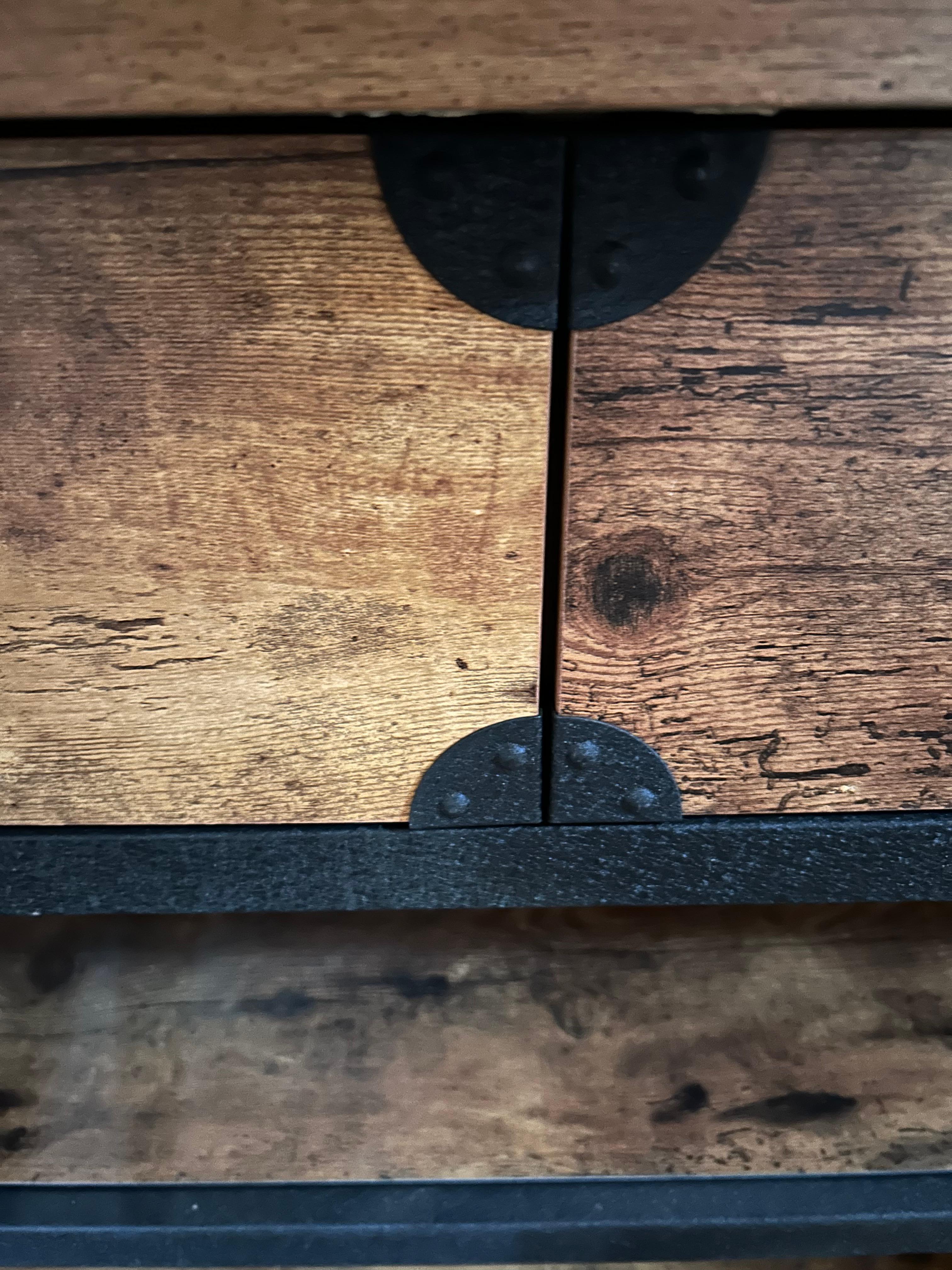 Versatile Industrial Black Iron and Reclaimed Wood Console For Sale 6