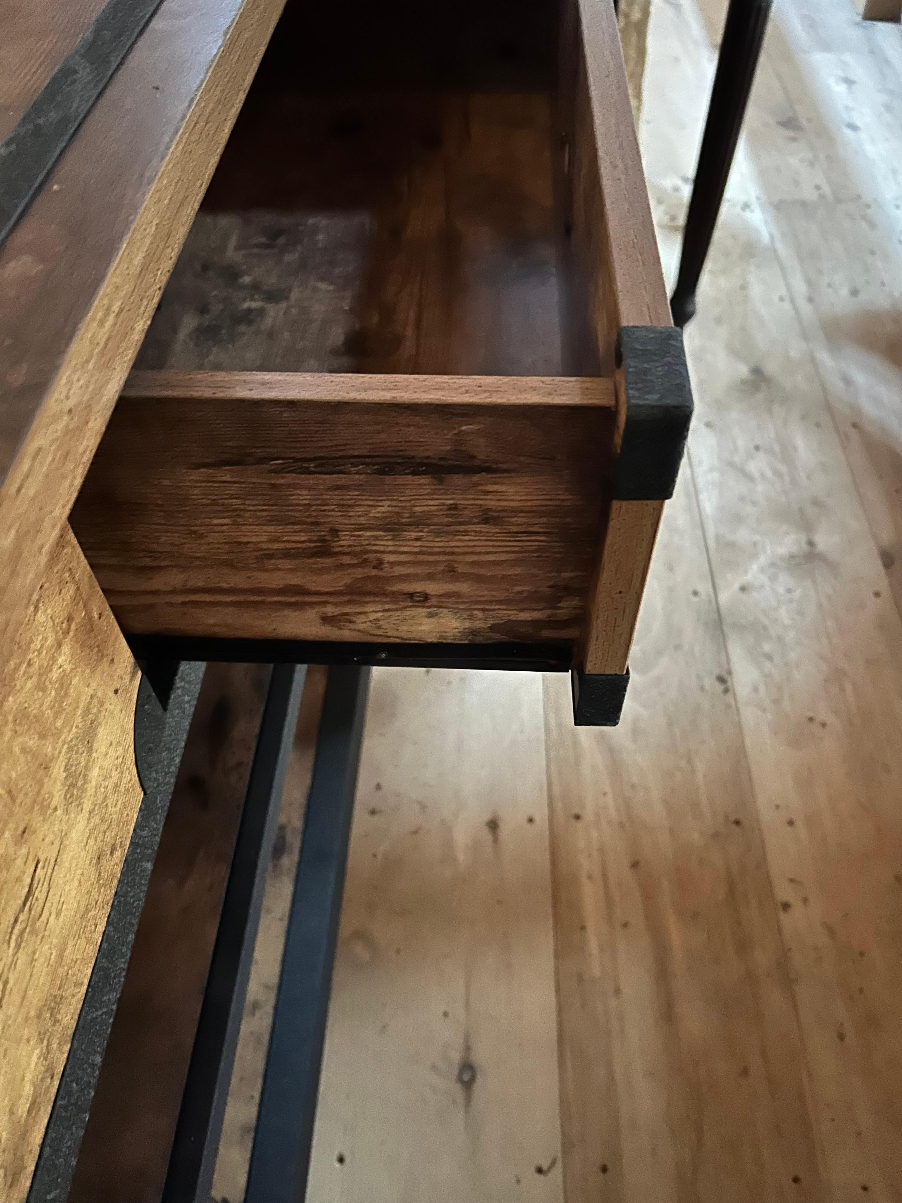 Versatile Industrial Black Iron and Reclaimed Wood Console For Sale 7