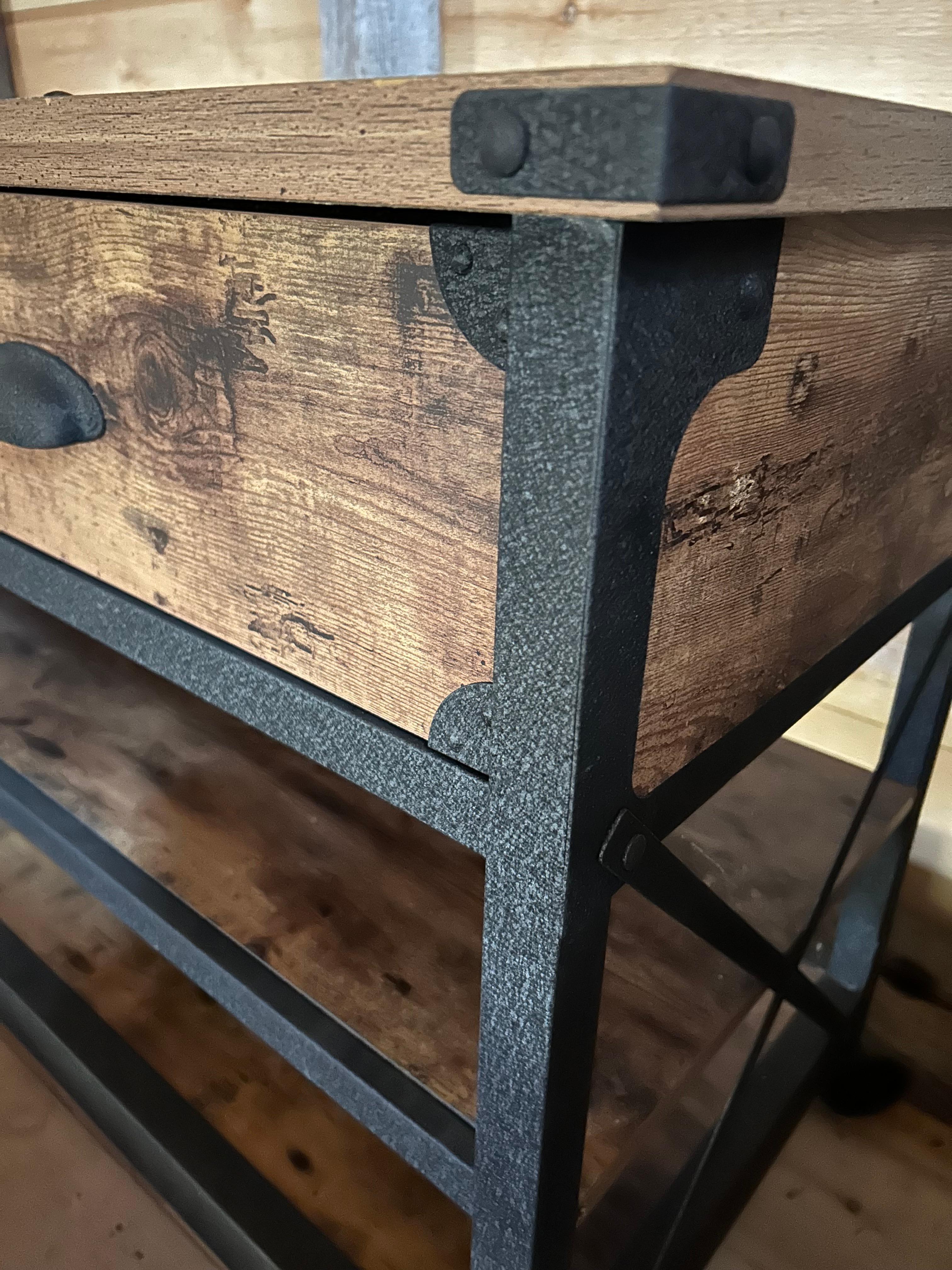 Versatile Industrial Black Iron and Reclaimed Wood Console For Sale 11