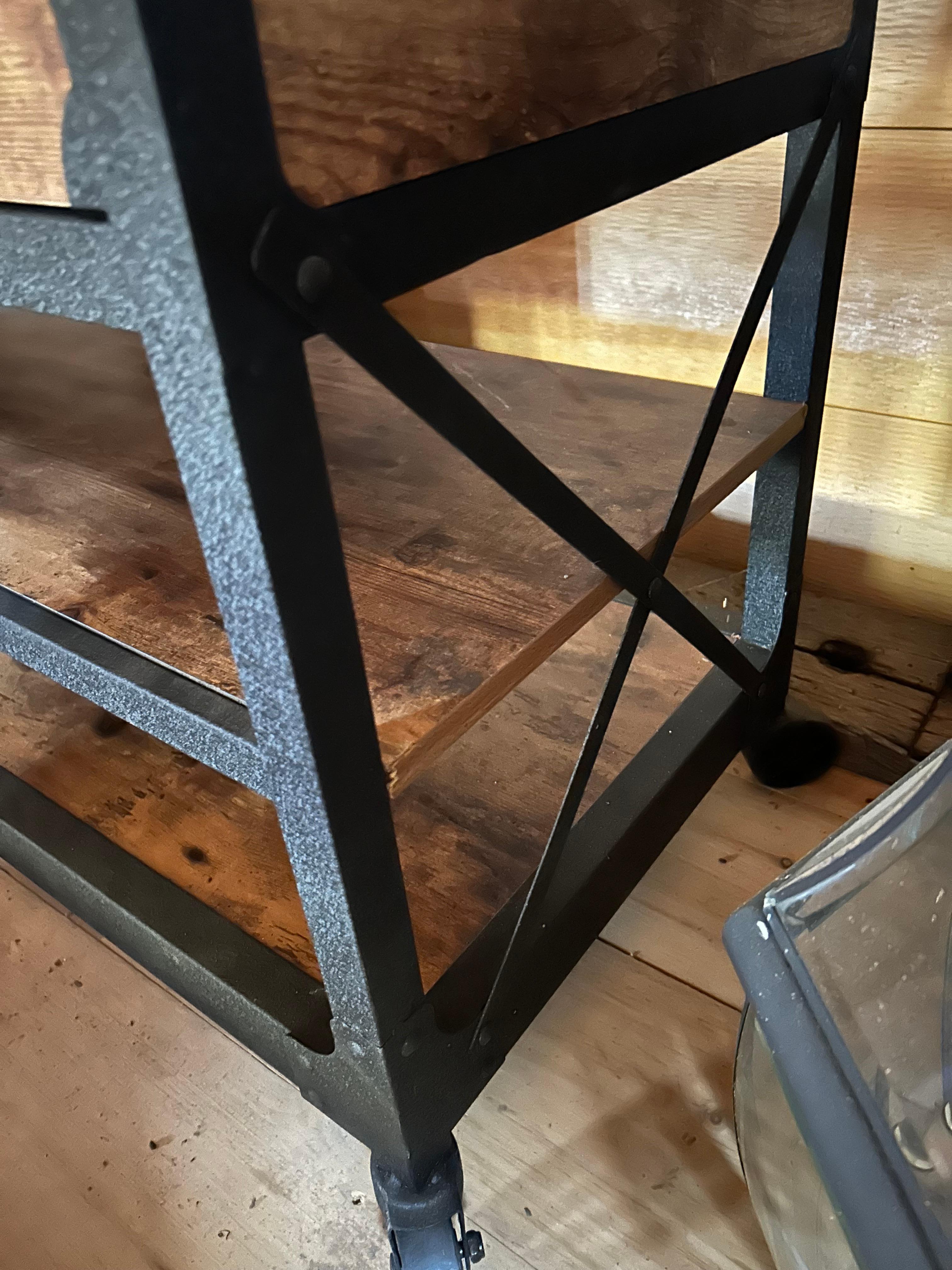Versatile Industrial Black Iron and Reclaimed Wood Console For Sale 12