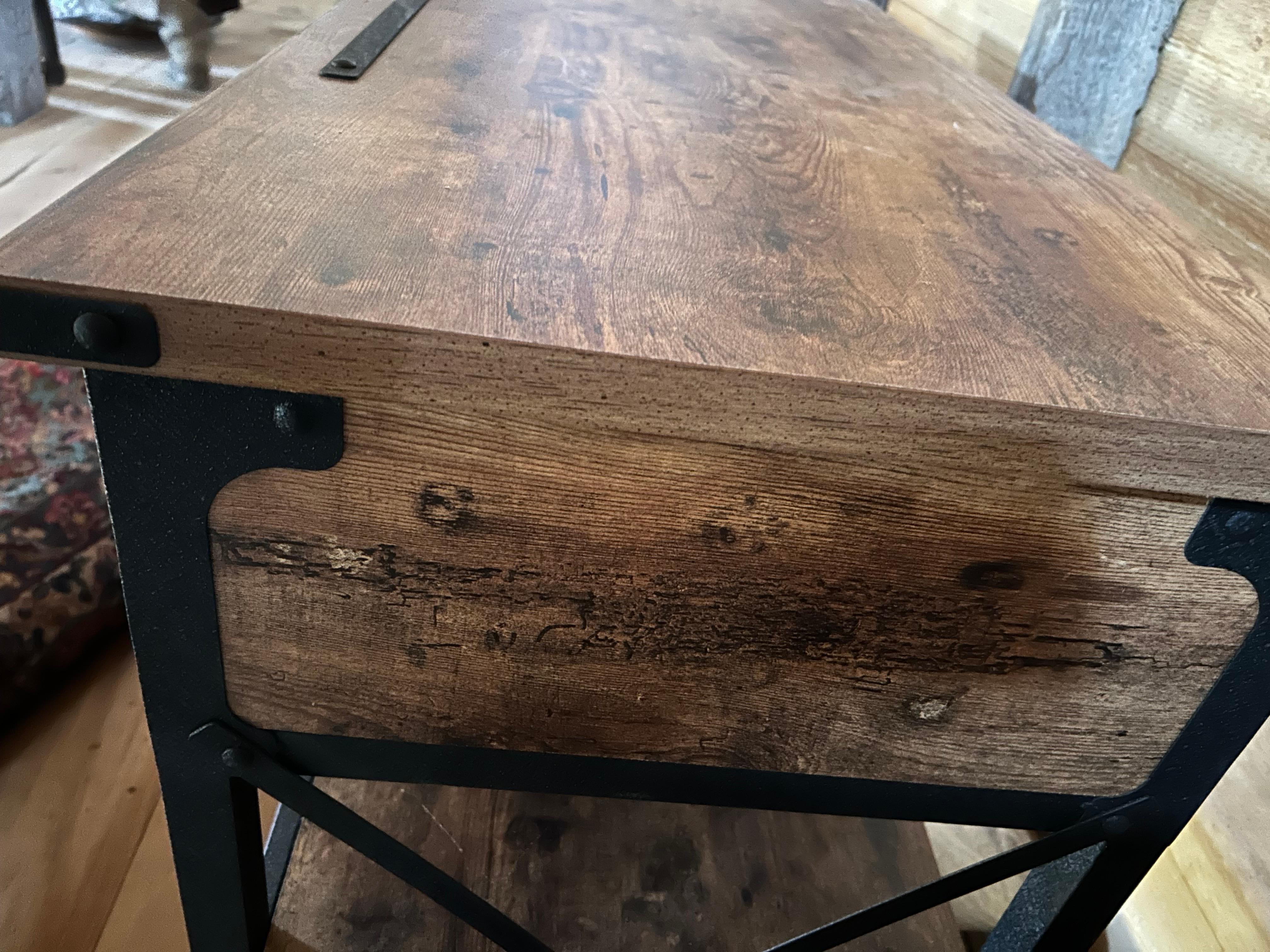 Versatile Industrial Black Iron and Reclaimed Wood Console In Good Condition For Sale In Hopewell, NJ