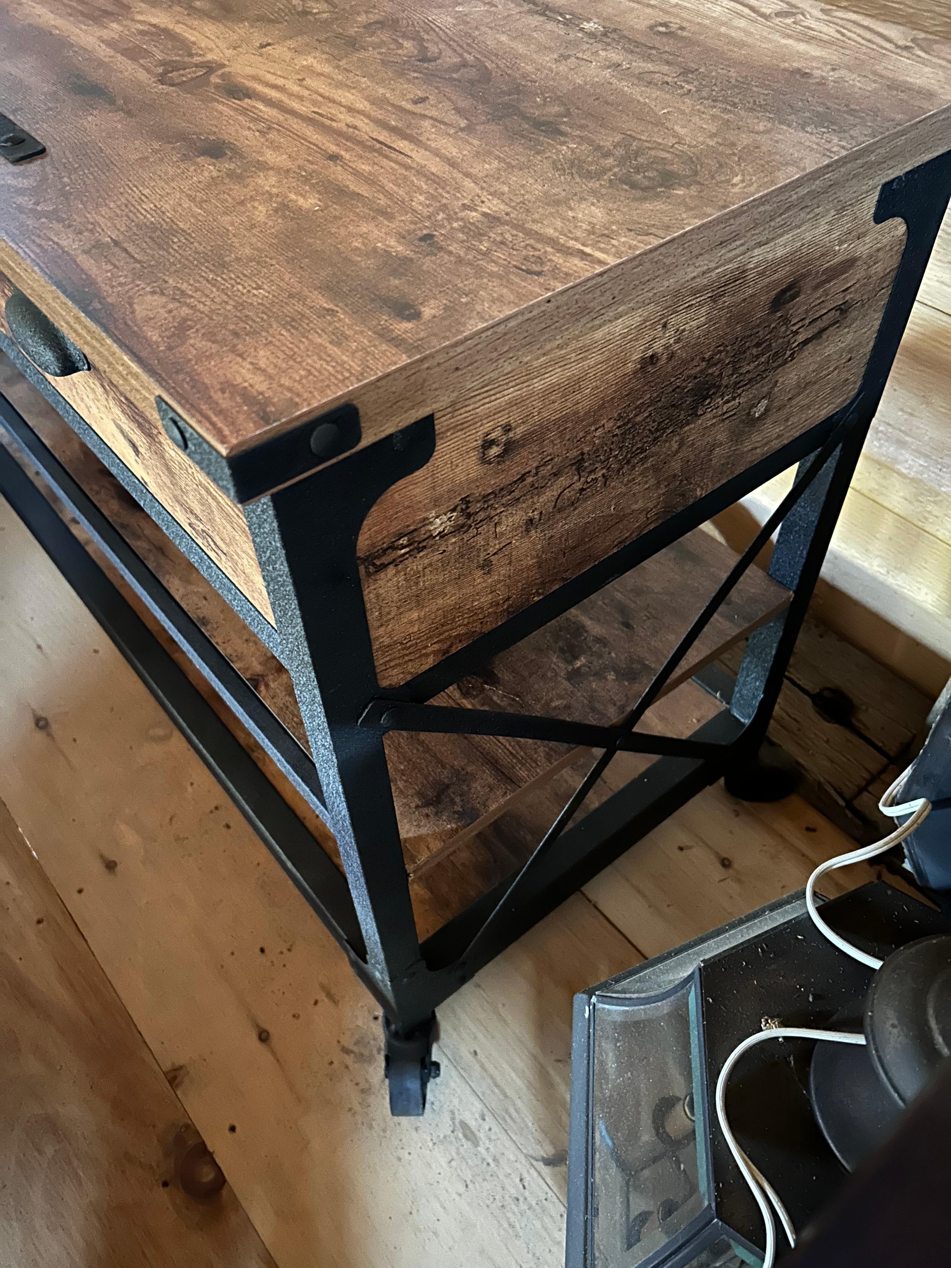 Contemporary Versatile Industrial Black Iron and Reclaimed Wood Console For Sale