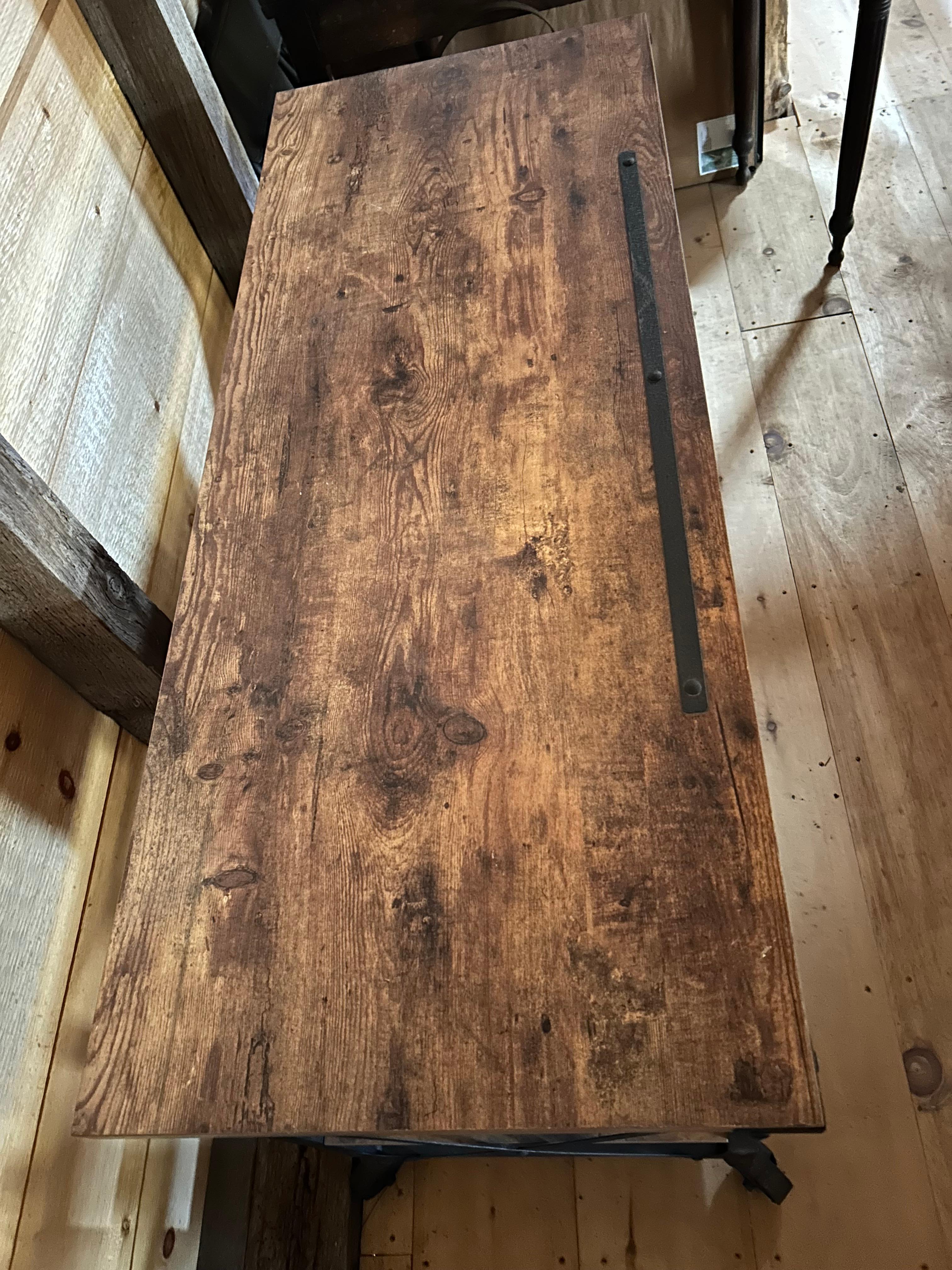 Versatile Industrial Black Iron and Reclaimed Wood Console For Sale 1