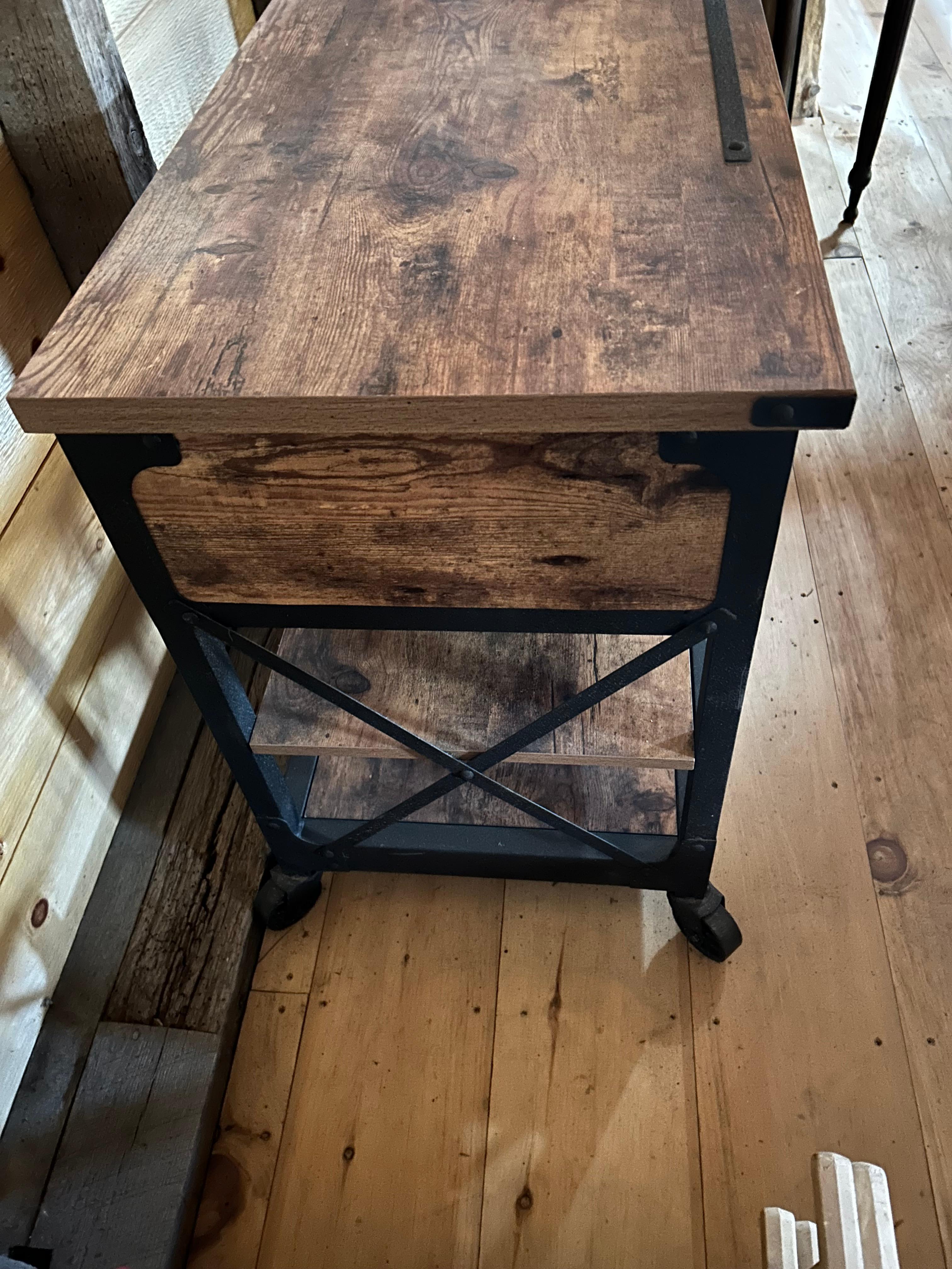 Versatile Industrial Black Iron and Reclaimed Wood Console For Sale 2