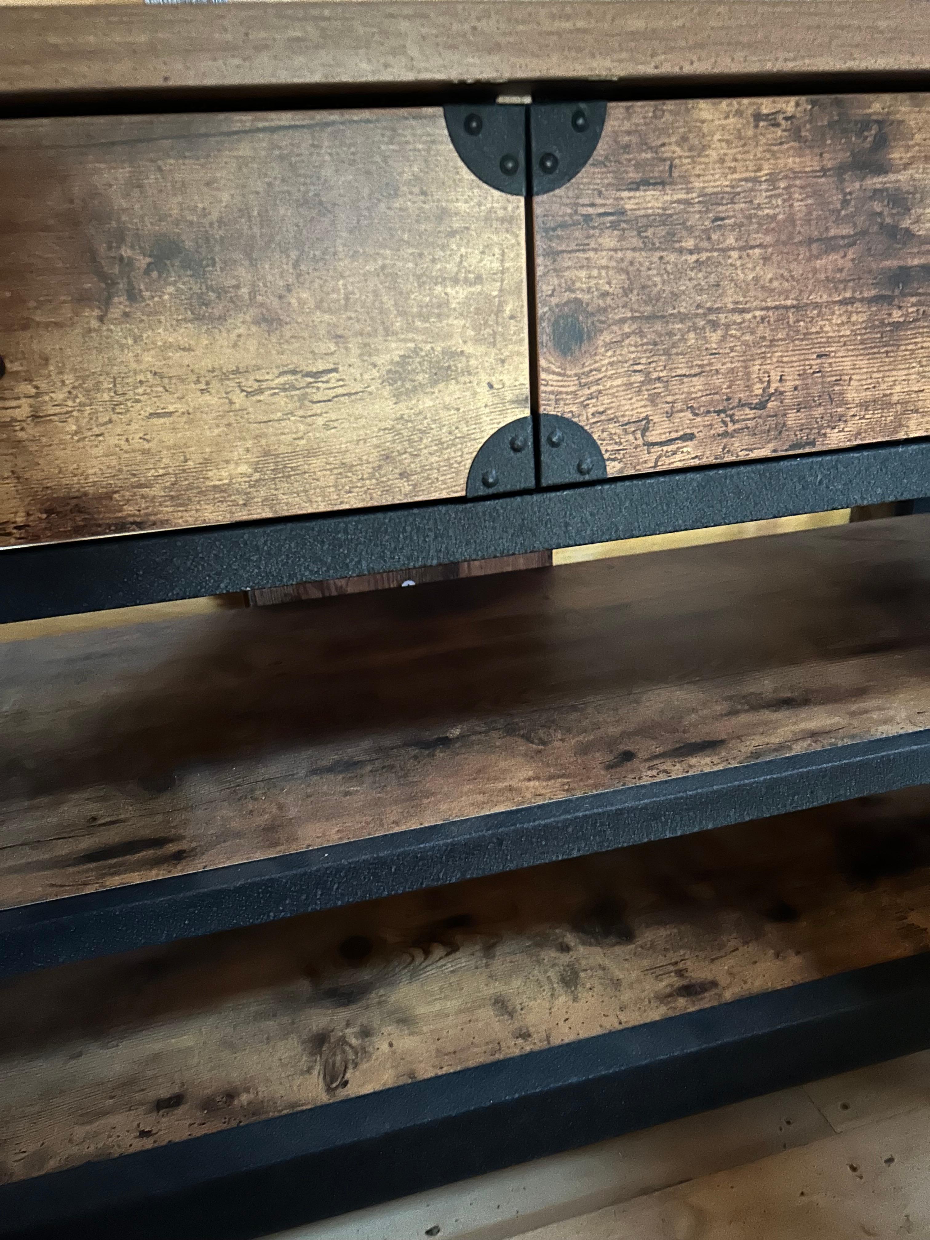 Versatile Industrial Black Iron and Reclaimed Wood Console For Sale 3